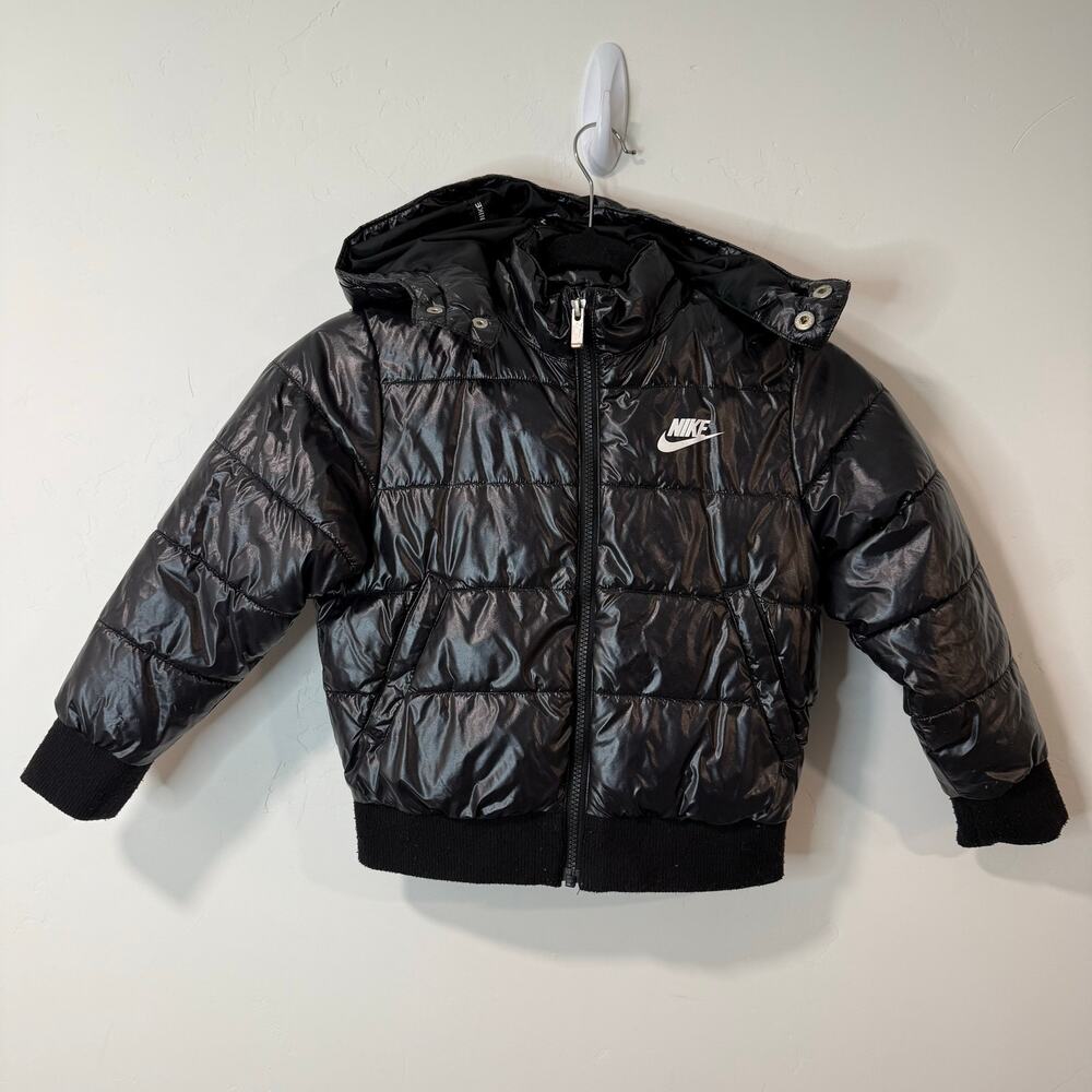 Nike Girls Youth Puffer Jacket Black Shine 5-6 Years